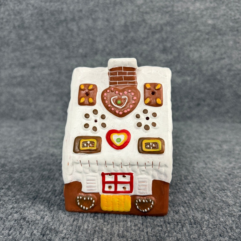 Vintage Gingerbread House Candle Holder Ceramic German Christmas Decor - Picture 4 of 10